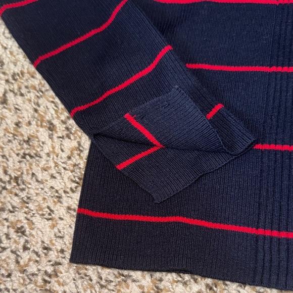 Athleta Navy Sweater with Red Stripes Women’s Small GUC Super Stretchy - Picture 3 of 10